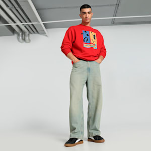GRAPHICS "Technisch" Men's Relaxed Fit Crew-Neck Sweatshirt, For All Time Red, extralarge-IND